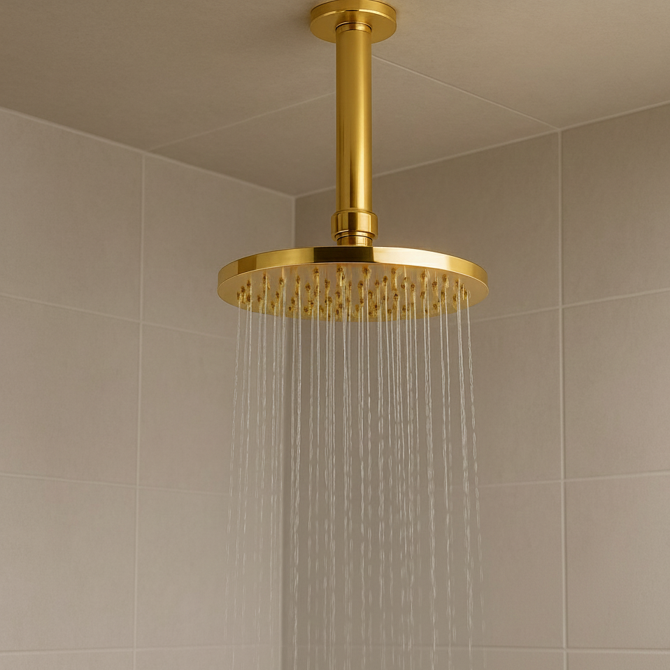 M ORAL Interpots Shower Rod - Premium Marble & Brass Collection (Circular)
