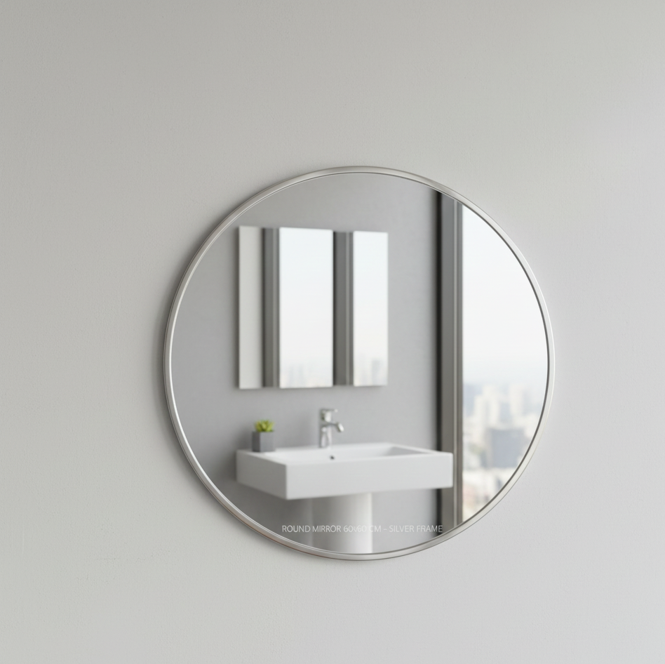M ORAL 60×60cm Circular Wall Mirror - Premium Marble Framed Collection