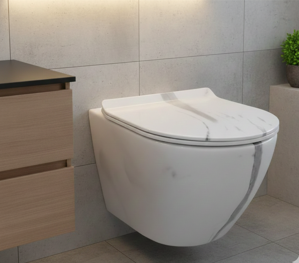 M ORAL White Carrara Marble Toilet